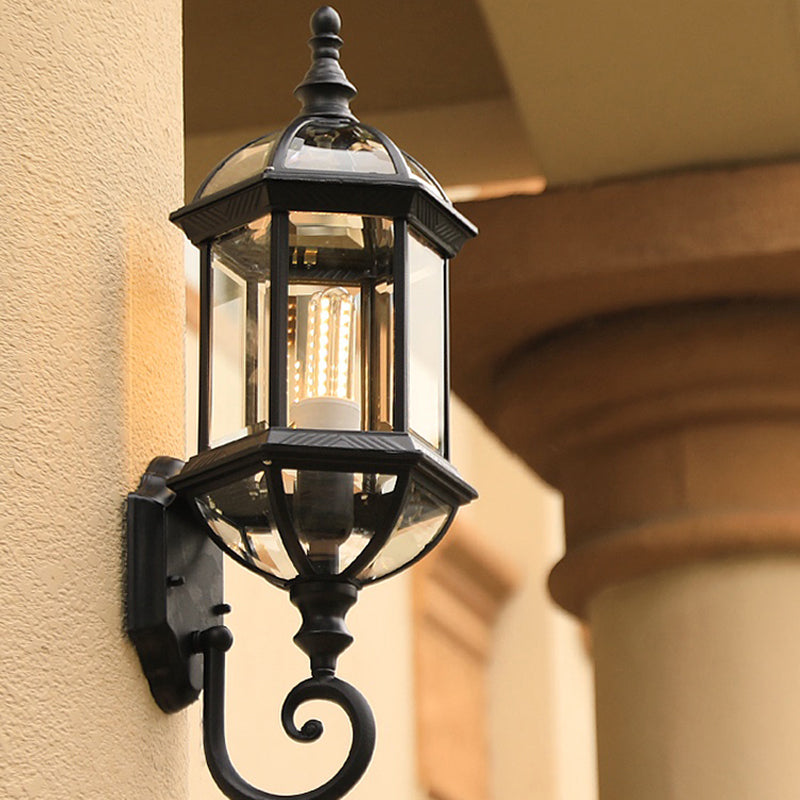 Classic Birdcage Shaped Wall Lamp Single-Bulb Clear Glass Sconce Light Fixture for Garden