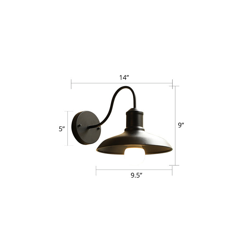 Barn Shade Outdoor Wall Lamp Industrial Metal 1 Bulb Gooseneck Wall Light Fixture