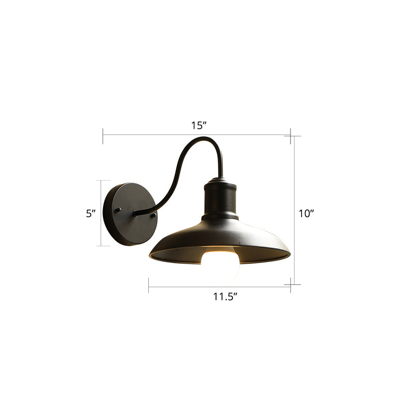 Barn Shade Outdoor Wall Lamp Industrial Metal 1 Bulb Gooseneck Wall Light Fixture