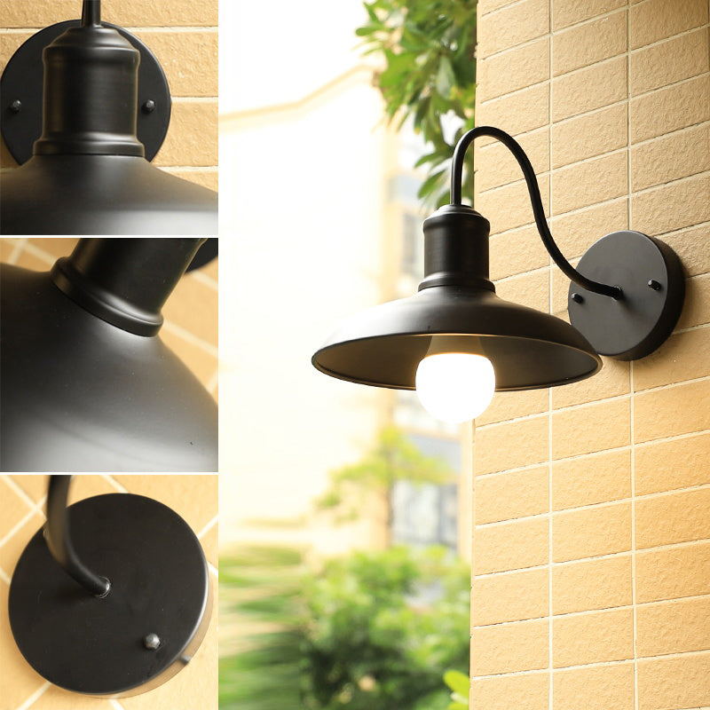 Barn Shade Outdoor Wall Lamp Industrial Metal 1 Bulb Gooseneck Wall Light Fixture
