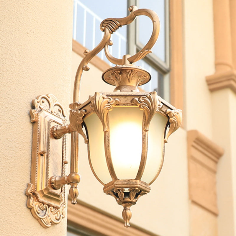 Opaline Glass Bell Wall Mount Lighting Retro Style 1-Bulb Patio Wall Sconce Light Fixture