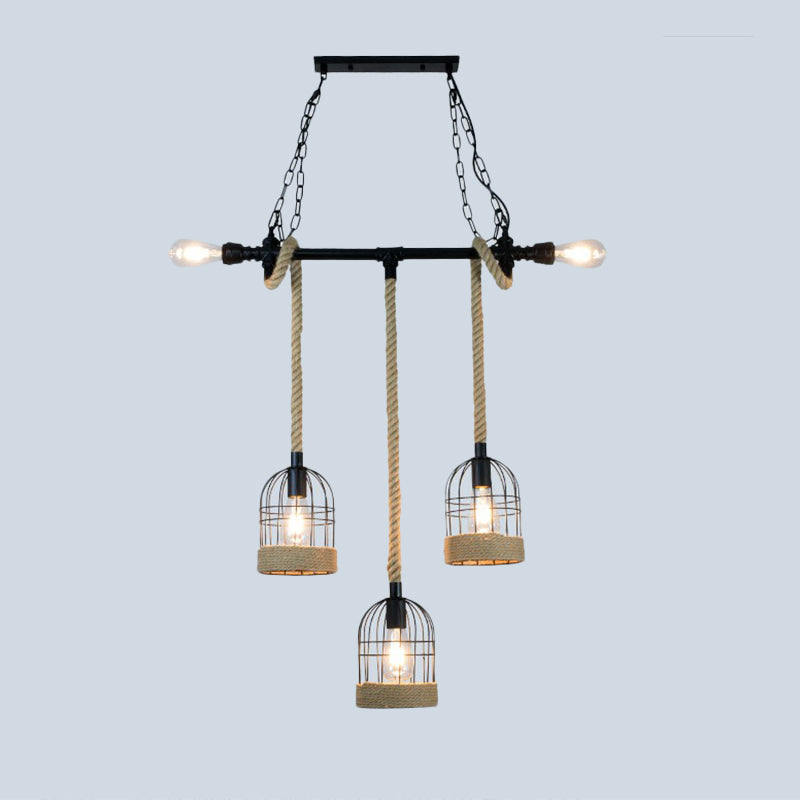 Birdcage Dining Room Island Ceiling Light Rustic Iron Suspended Lighting Fixture