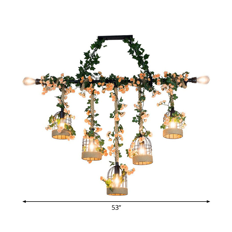 Birdcage Dining Room Island Ceiling Light Rustic Iron Suspended Lighting Fixture