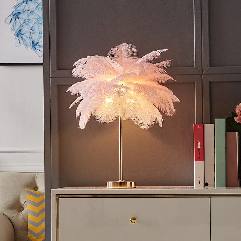 Coconut Tree Shaped Night Light Decorative Feather 1 Head Living Room Accent Table Lamp
