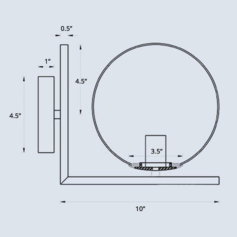 Minimalistische kogelwandlamp Opaline glas 1 lamp gangpad lampje met rechterhoekarm in messing