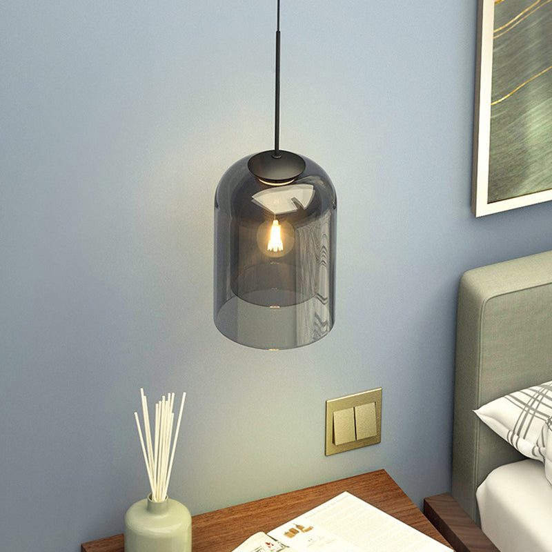 Dual Dome -Nacht -Pendel Lichtglas 1 Glühbirne Nordischer Anhängerleuchte