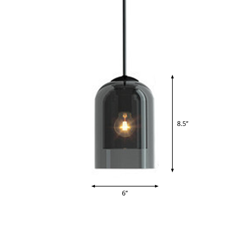 Dual Dome -Nacht -Pendel Lichtglas 1 Glühbirne Nordischer Anhängerleuchte
