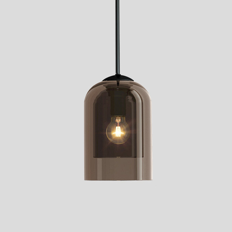 Dual Dome -Nacht -Pendel Lichtglas 1 Glühbirne Nordischer Anhängerleuchte