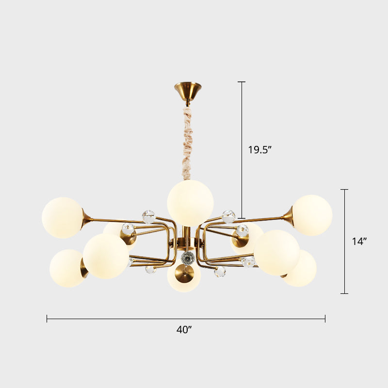 Postmodern Sputnik Affermazione Light Closed Glass Cleod Chanding Lampadario in ottone