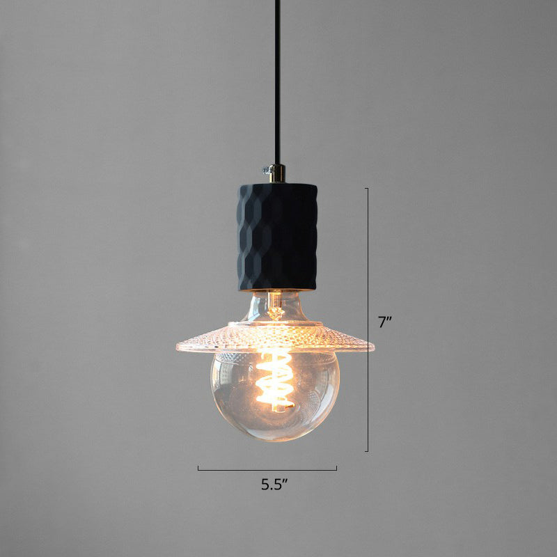 Bare Bulb Hanging Light Fixture Simple Cement 1-Light Black Pendulum Light for Restaurant