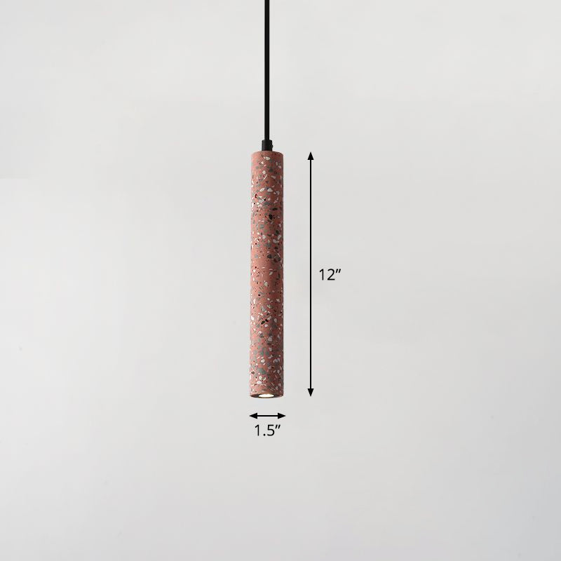 Tubular Bedside Down Lighting Pendant Terrazzo Simplicity LED Suspension Light Fixture