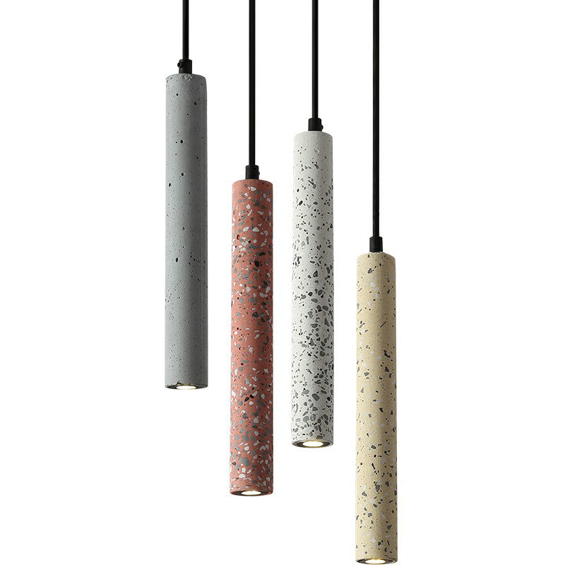 Tubular Bedside Down Lighting Pendant Terrazzo Simplicity LED Suspension Light Fixture