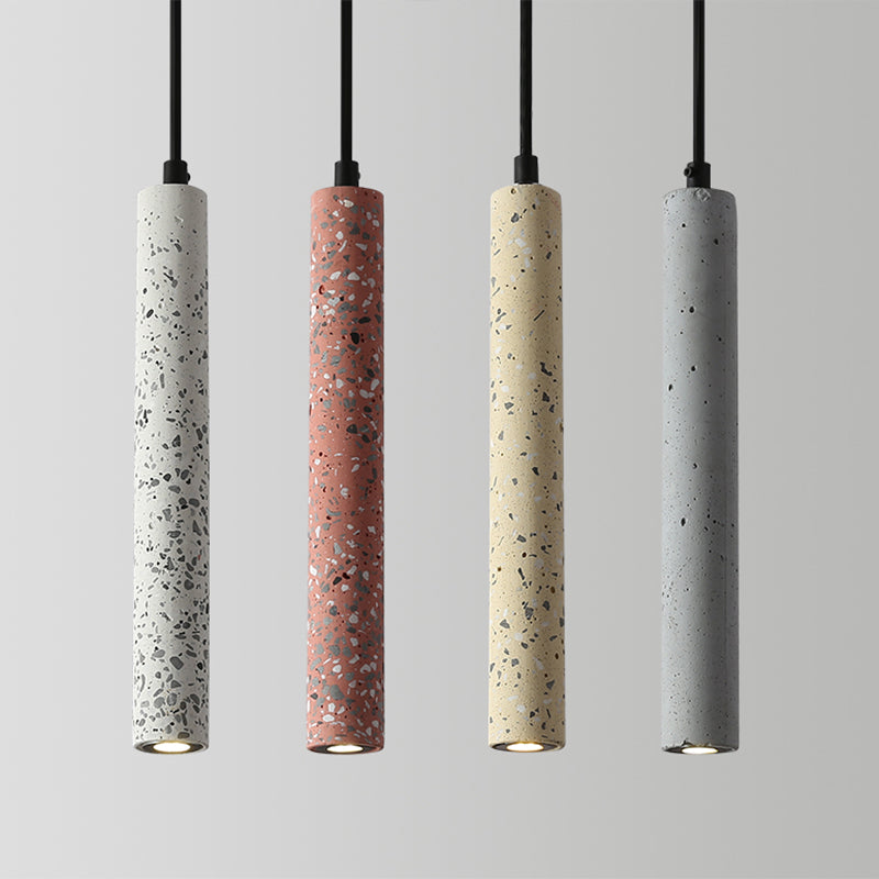Tubular Bedside Down Lighting Pendant Terrazzo Simplicity LED Suspension Light Fixture