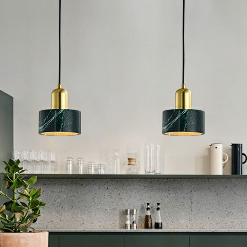 Luce del soffitto a sospensione rotonda in marmo Nordic 1 Lulb Suspension Lull With Brass Wocket