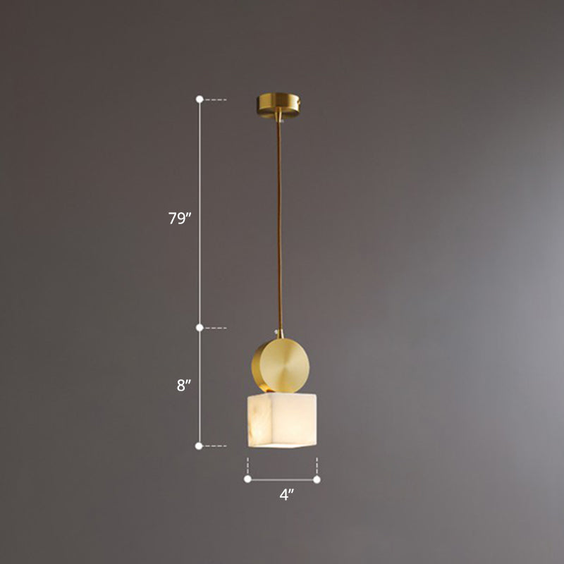 Marmorblock Hanging Anhänger minimalistische 1-leichte Gold Deckenhängung Lampe für Schlafzimmer