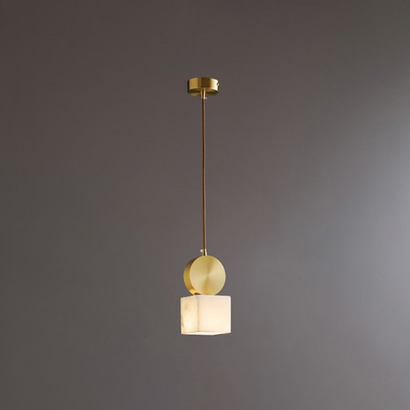 Marmorblock Hanging Anhänger minimalistische 1-leichte Gold Deckenhängung Lampe für Schlafzimmer