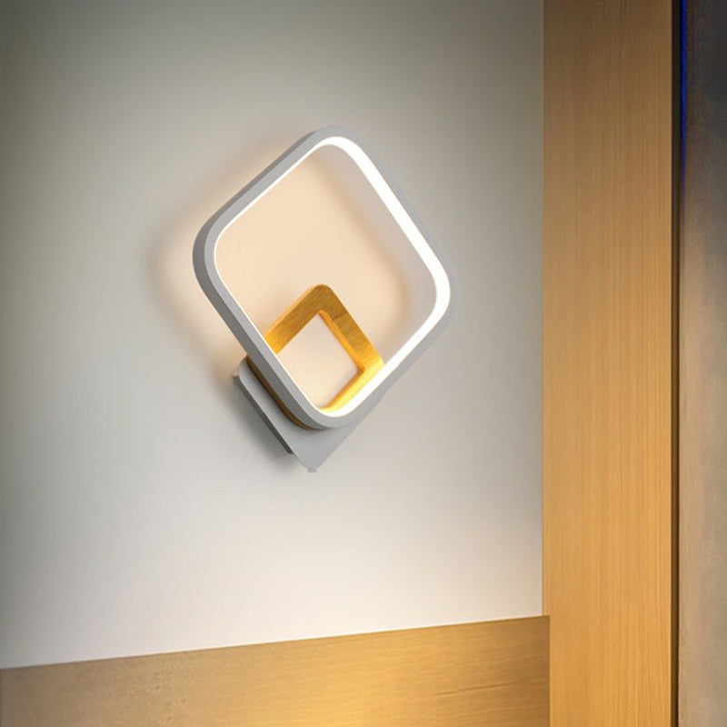Application murale carrée blanche Lumière LED minimaliste à LED Metal Mall Murd Murd For Bedroom