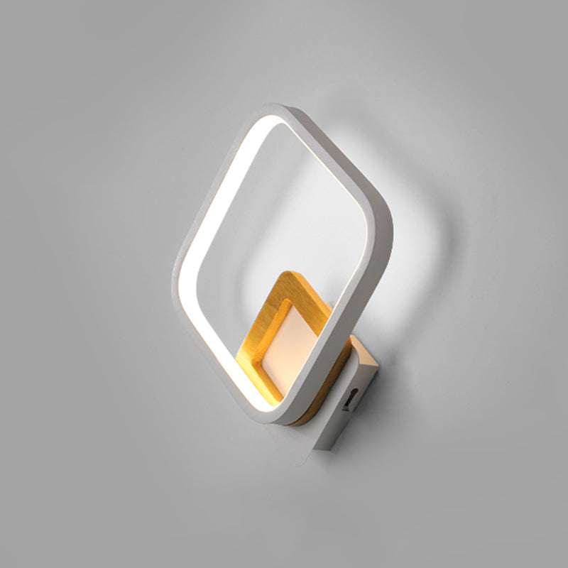 White Square Wall Sconce Light Minimalist LED Metal Wall Mounted Lamp for Bedroom