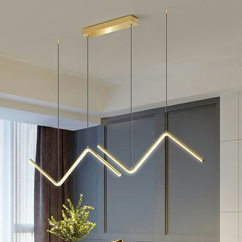 Metal Z Shaped Island Pendant Minimalist LED Suspension Light Fixture for Dining Room