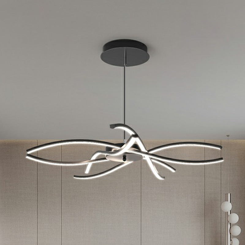 Floral Living Room Chandelier Metallic Simplicity LED Suspended Lighting Fixture