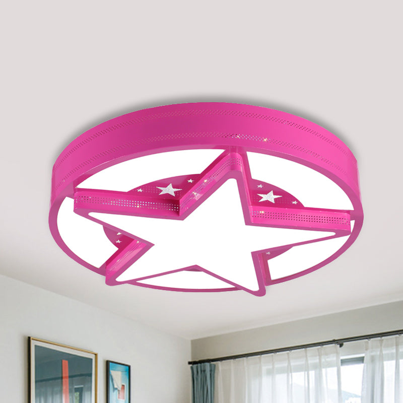 Contemporary Circle Flush Mount Light with Star Metal & Acrylic Ceiling Lamp for Bathroom