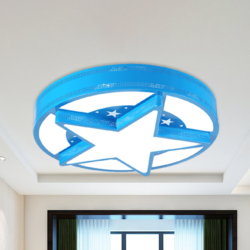 Contemporary Circle Flush Mount Light with Star Metal & Acrylic Ceiling Lamp for Bathroom
