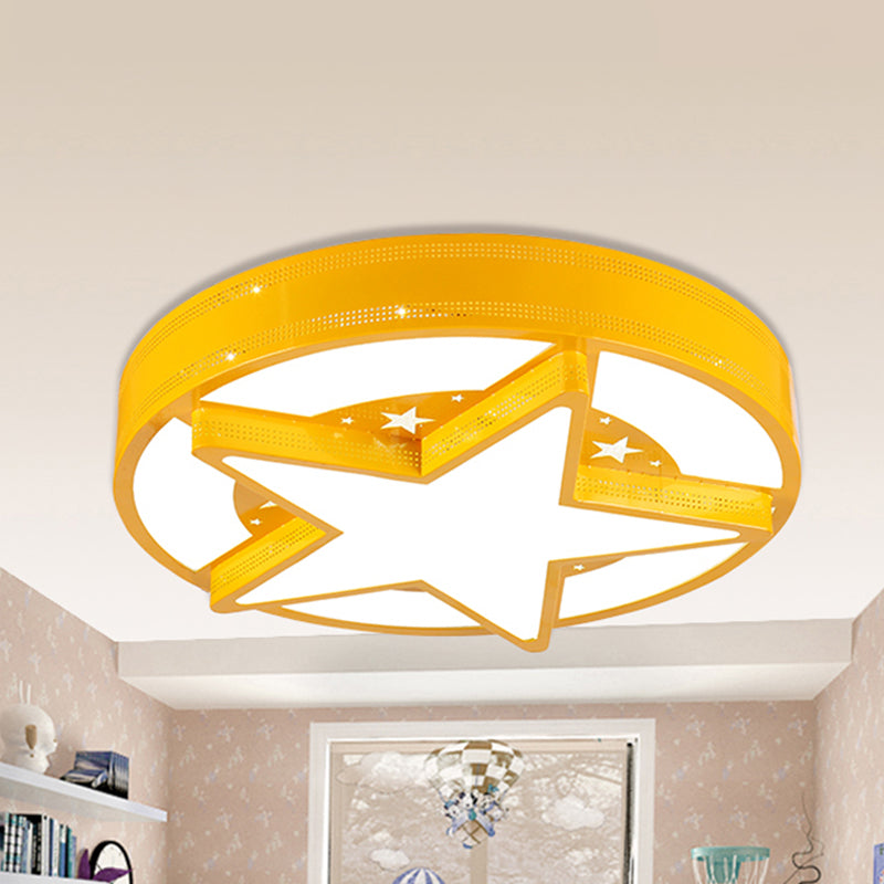 Contemporary Circle Flush Mount Light with Star Metal & Acrylic Ceiling Lamp for Bathroom