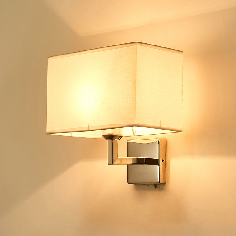 Rectangular Fabric Wall Lamp Minimalist 1 Head Wall Mounted Lighting for Bedroom