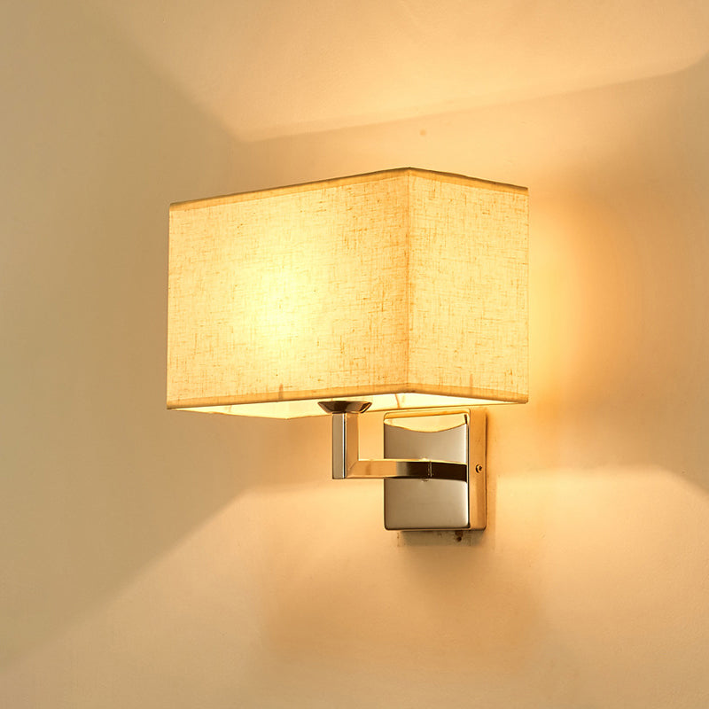 Rectangular Fabric Wall Lamp Minimalist 1 Head Wall Mounted Lighting for Bedroom