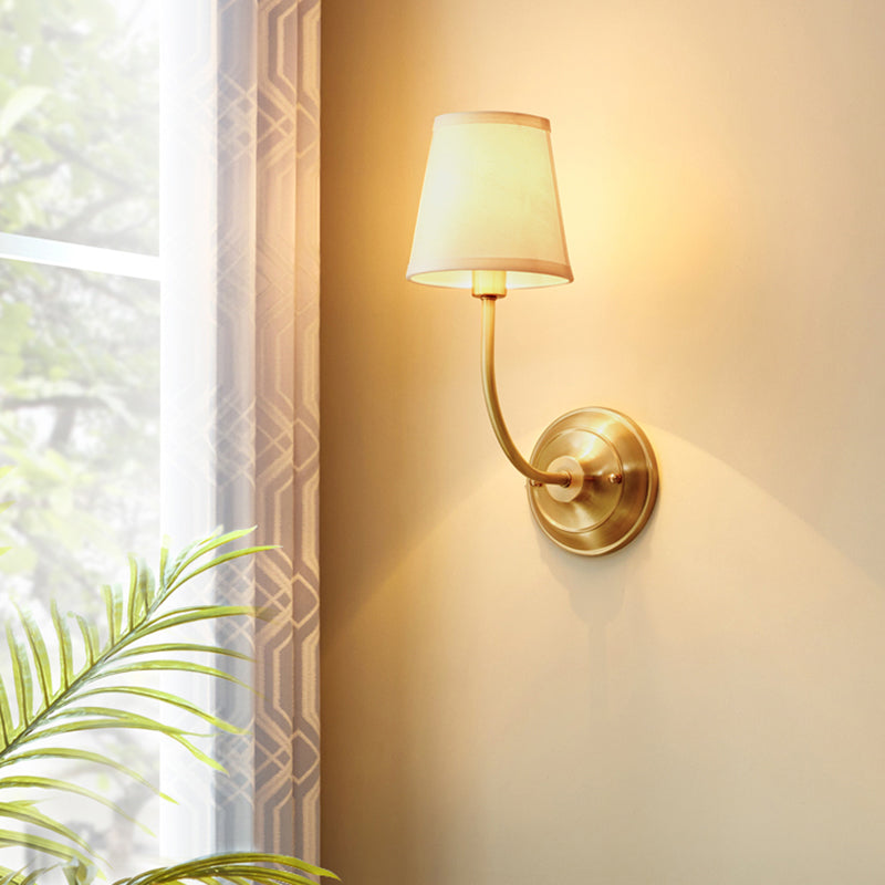 Conic Wall Lamp Fixture Simplicity Fabric 1-Light Foyer Wall Lighting Ideas in Gold