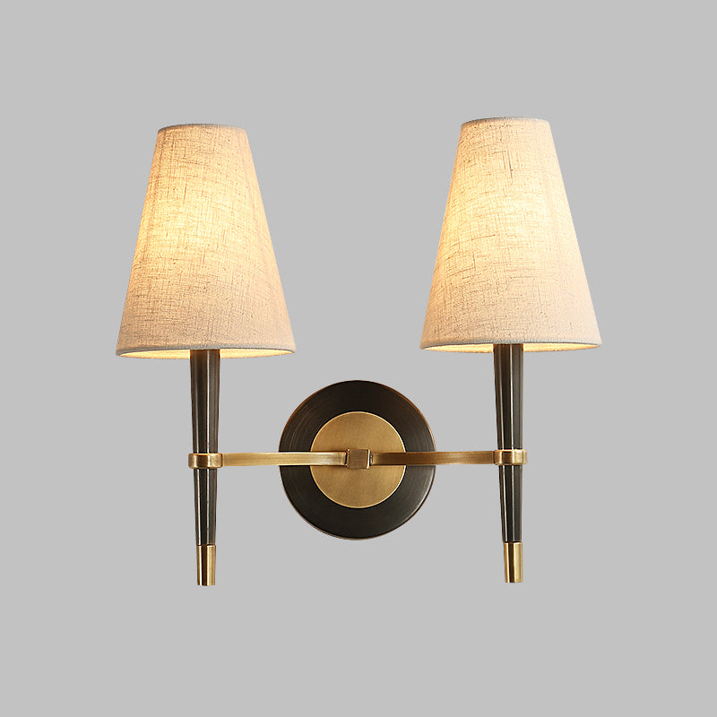 Fabric Taper Wall Mounted Lamp Minimalism Black-Brass Wall Sconce Light for Corridor
