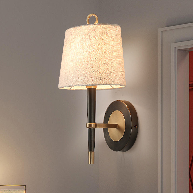 Stof taps muur gemonteerd lamp Minimalisme zwart-brass wand sconce licht voor gang