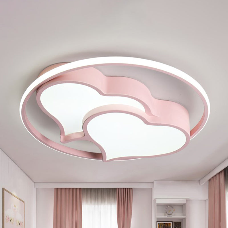 Moderne ringförmige Deckenleuchte mit 2-Herz-Unterputzleuchte aus Acryl und Metall für das Wohnzimmer