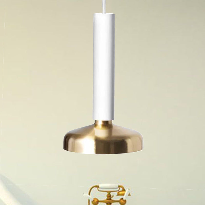 Koepelschaduwhanglamp met zwart/witte cilinder stengel moderne metalen metalen slaapkamer suspensie hanglamp
