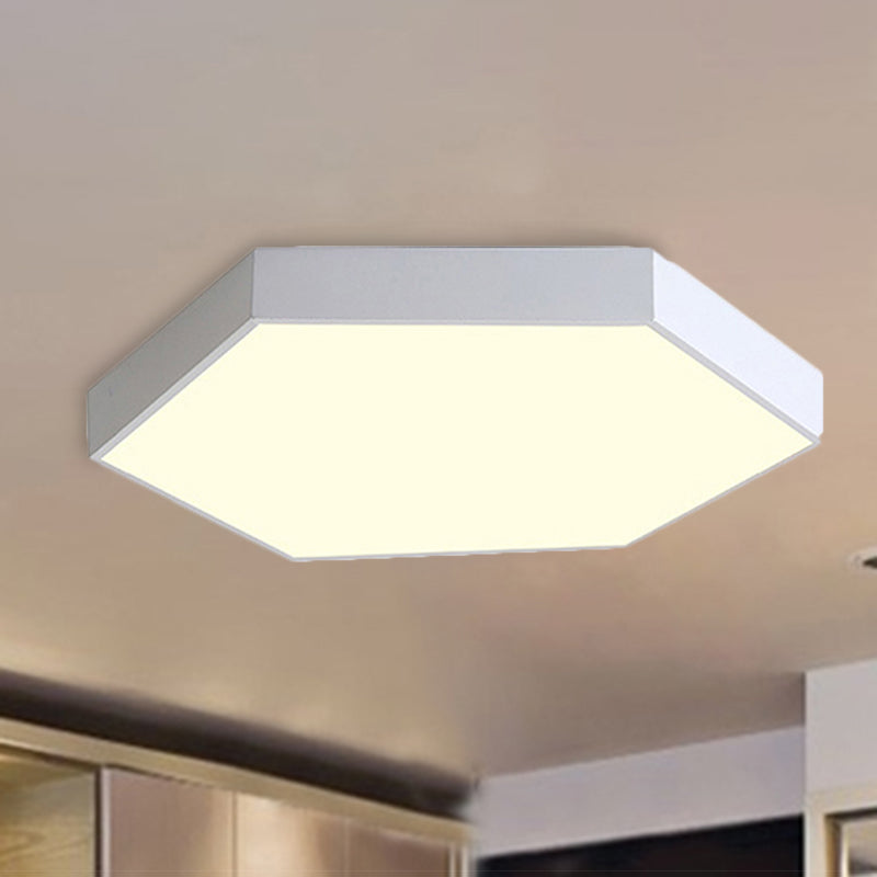 Modern Led Flush Mount with Metal Shade Gray/Yellow/Blue Hexagon Flush Mount Fixture in White/Warm Light, 16"/19.5"/23.5" Wide