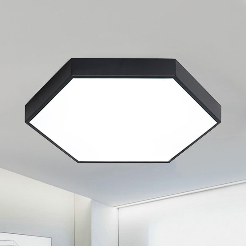 Modern Led Flush Mount with Metal Shade Gray/Yellow/Blue Hexagon Flush Mount Fixture in White/Warm Light, 16"/19.5"/23.5" Wide