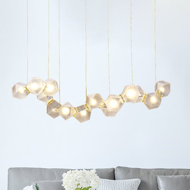 2/4/6 Lichter Wohnzimmer Kronleuchter mit geometrischer weißer Glasschatten moderner Gold LED Hanging Lampe Kit