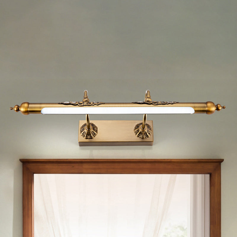 Metallic Linear Vanity Light Modernism Style 18"/21.5" Wide LED Brass Wall Sconce Lighting in Warm/White Lighting for Bathroom