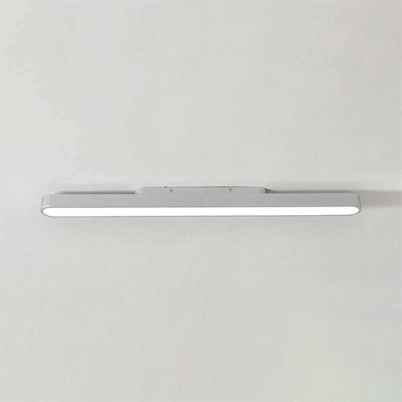 Sleek Oval Metal Flush Lighting Modern Led Black/Silver Flush Mount Fixture for Office, 23.5"/35.5"/47" Wide