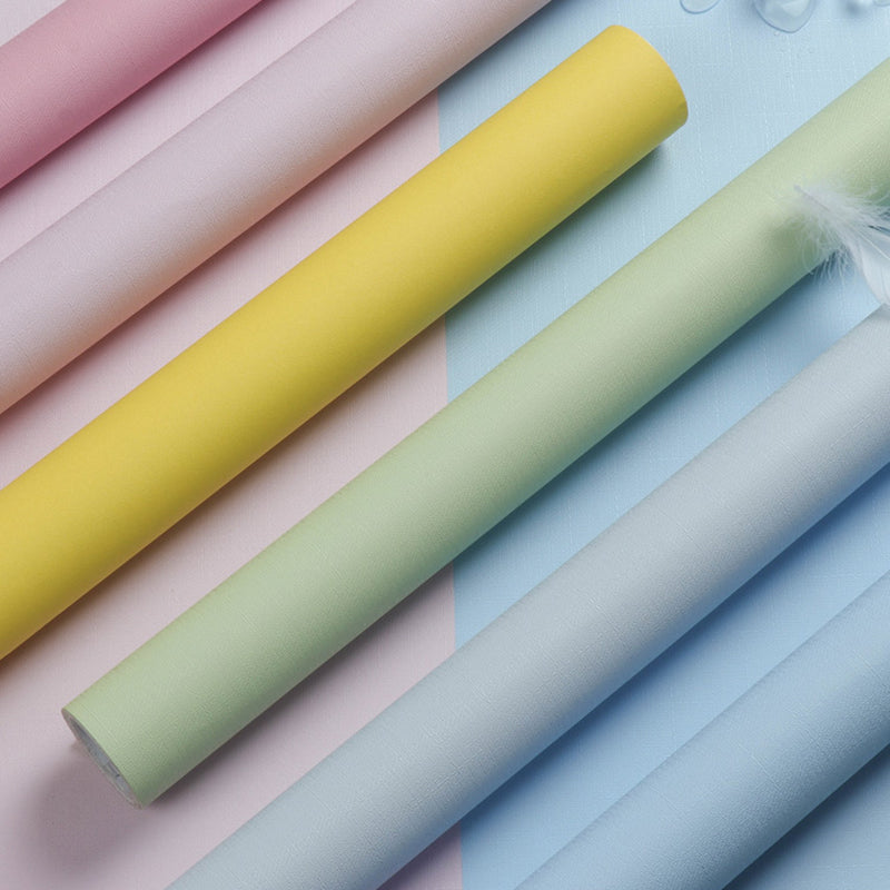 Self-Adhesive Solid Color Wallpaper Roll Minimalist PVC Wall Covering, 19.4-sq ft