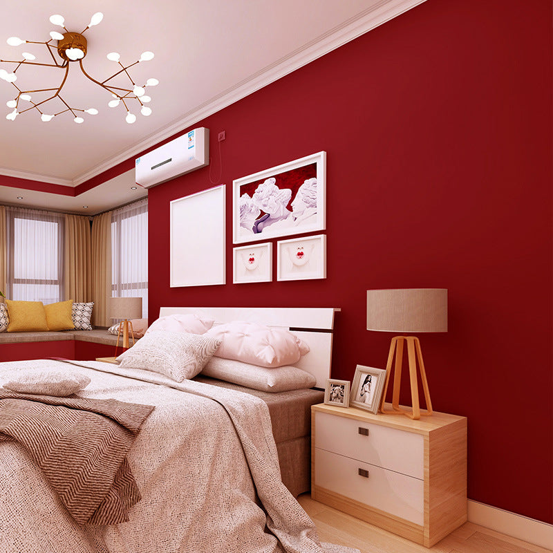 Minimalist Solid Color Wallpaper Roll Stain Resistant Wall Covering for Living Room