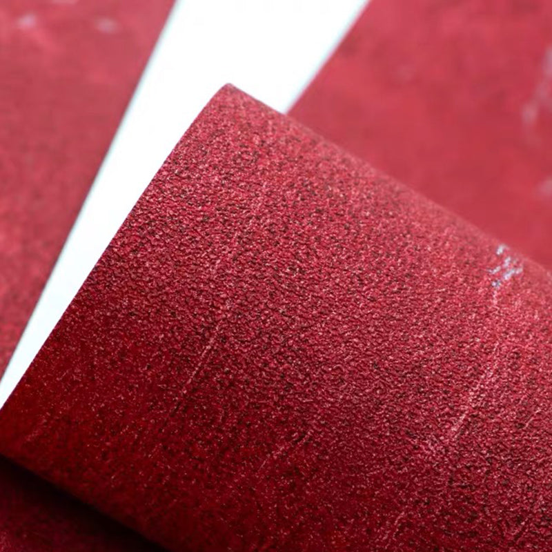 Modern Pure Color Patterned Wallpaper Roll PVC Self-Adhesive Red Wall Decor for Living Room