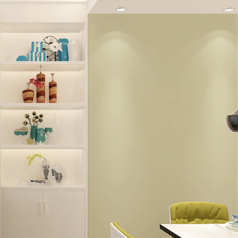 Modern Solid Color Pattern Wallpaper Roll Soft Color Stain Resistant Wall Covering for Living Room