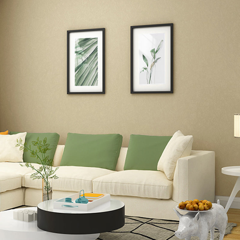 Modern Style Wallpaper Roll Solid Color Pattern Stain Resistant Wall Covering, Soft Color