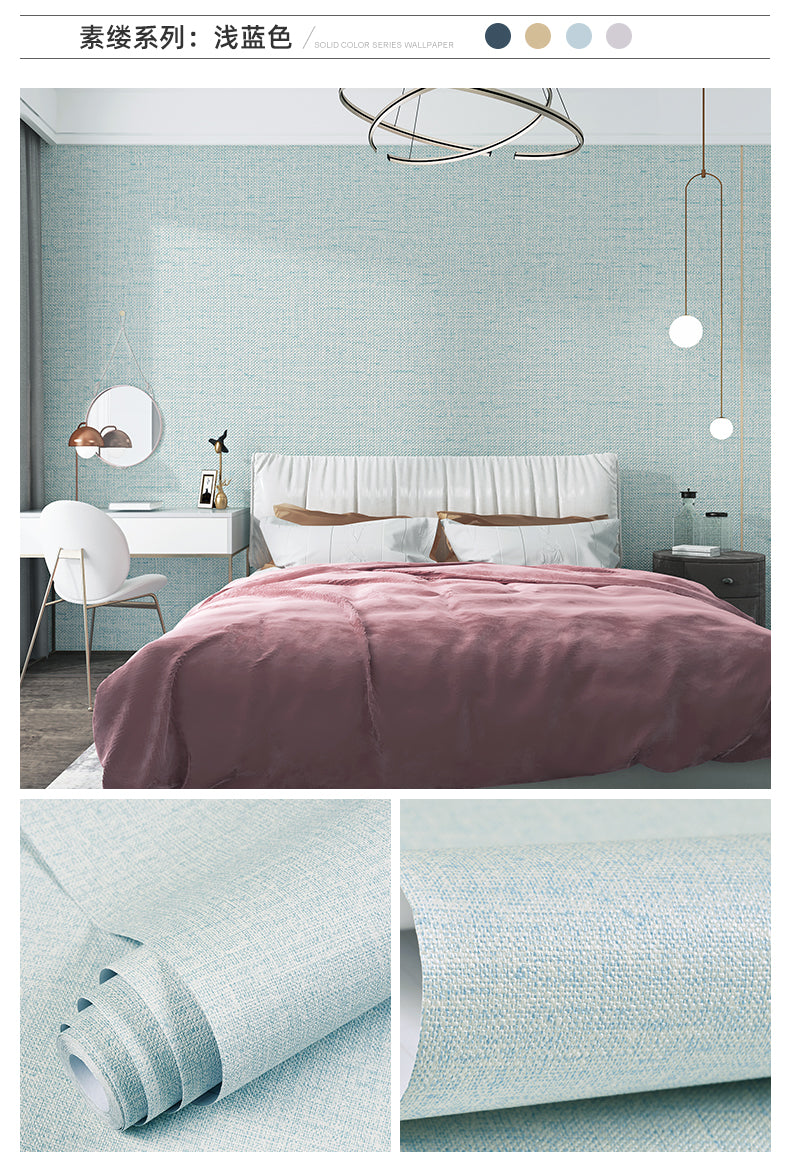 Simplicity Solid-Colored Wallpaper Roll Multi Color Non-Pasted Wall Art for Bedroom