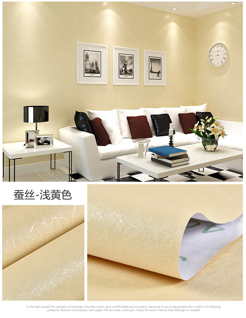Simplicity Solid-Colored Wallpaper Roll Multi Color Non-Pasted Wall Art for Bedroom