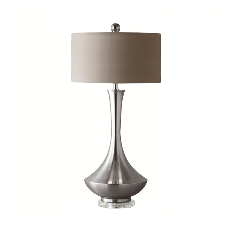 Grau/schwarzer Zylinderstudie Lampe Traditionelle Stoff 1 Kopflesebuchlicht mit Silber/Gold -Glas Basis