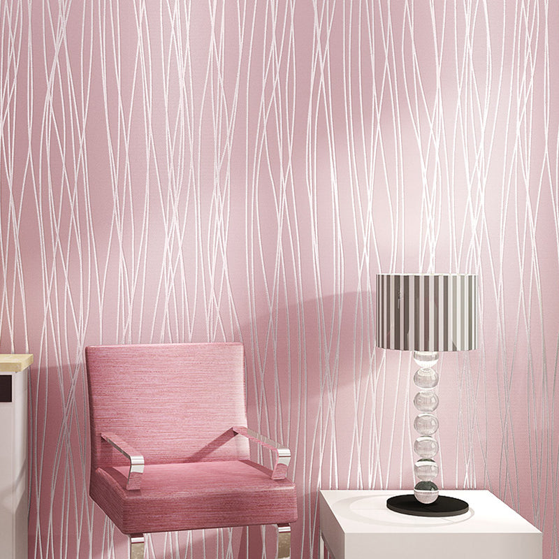 Wallpaper Roll Ticking Stripes Soft Color Contemporary Style Non-Woven Fabric Wall Covering