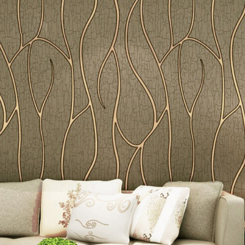 Self-Adhesive Curved Stripe Wallpaper Roll Non-Woven Material Simple Wall Art for Living Room