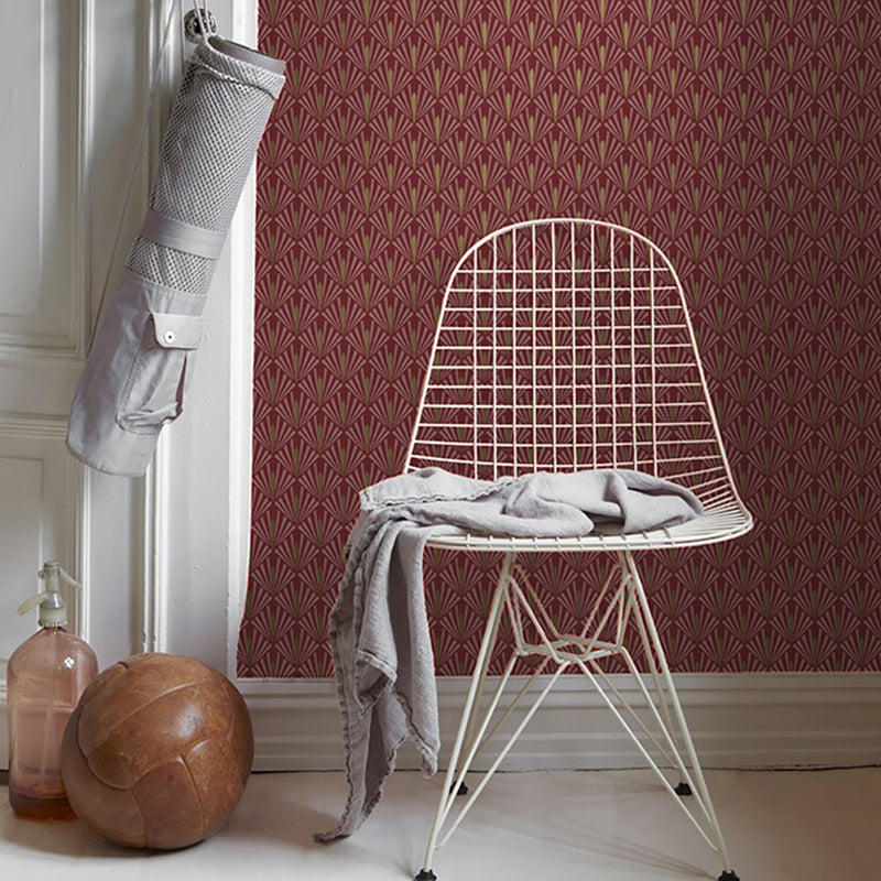 Rhombus Leaf Print Wallpaper Roll Simplicity Style Adhesive Bedroom Wall Decor, 61.4 sq-ft